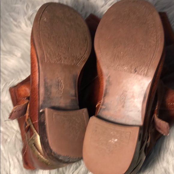 UGG Australia Channing Riding Boots Brown Leather - Picture 4 of 5